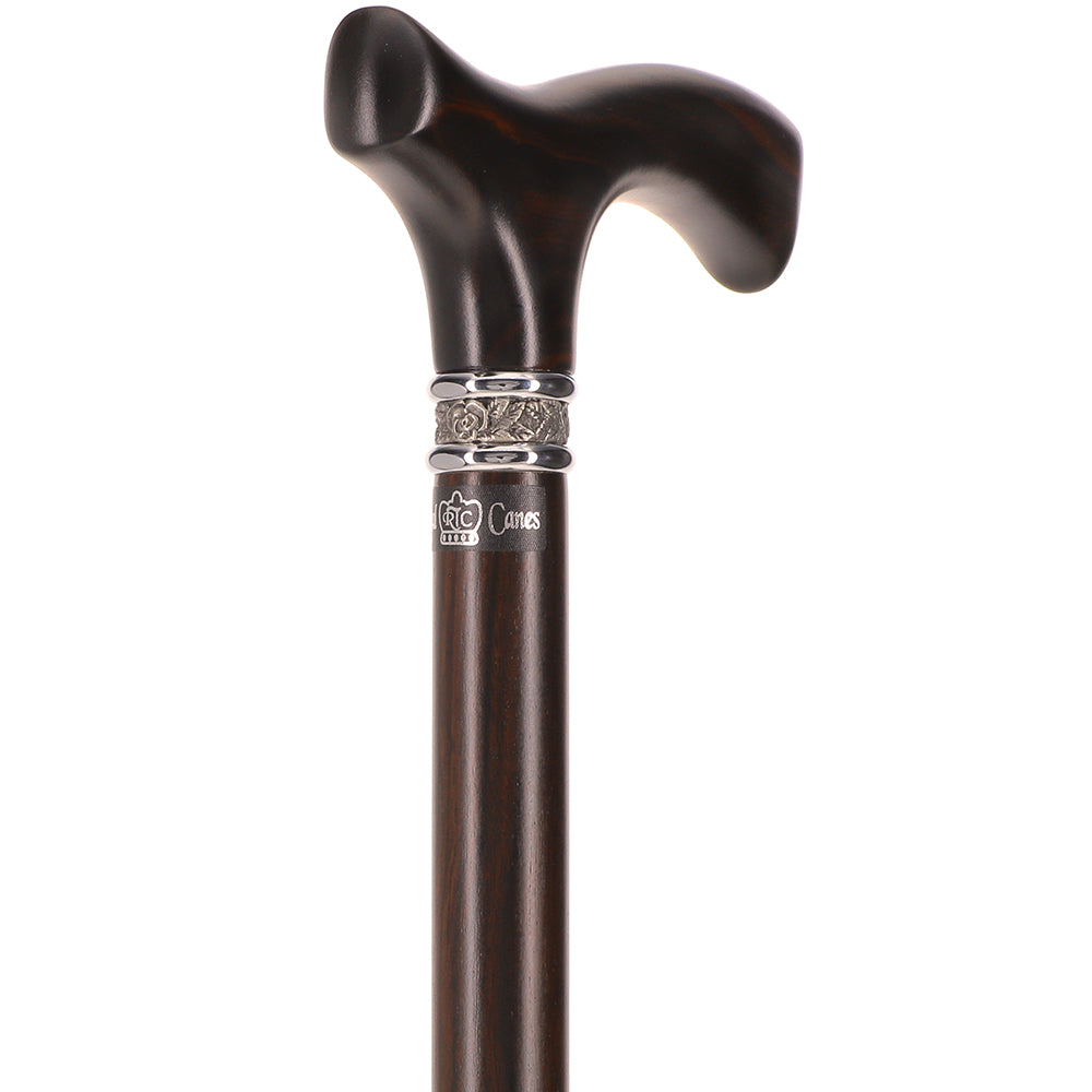 Luxury Genuine Ebony Fritz Handle Cane: Pewter Collar Detail Clearance Cheapest Pice