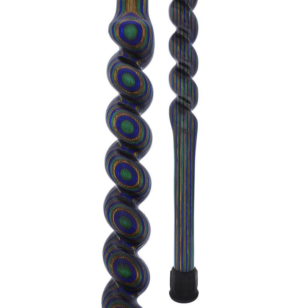 Scratch and Dent USA-Made Twisted Spiral Cane: Blue Green & Brown Laminate V3441 Exclusive Online