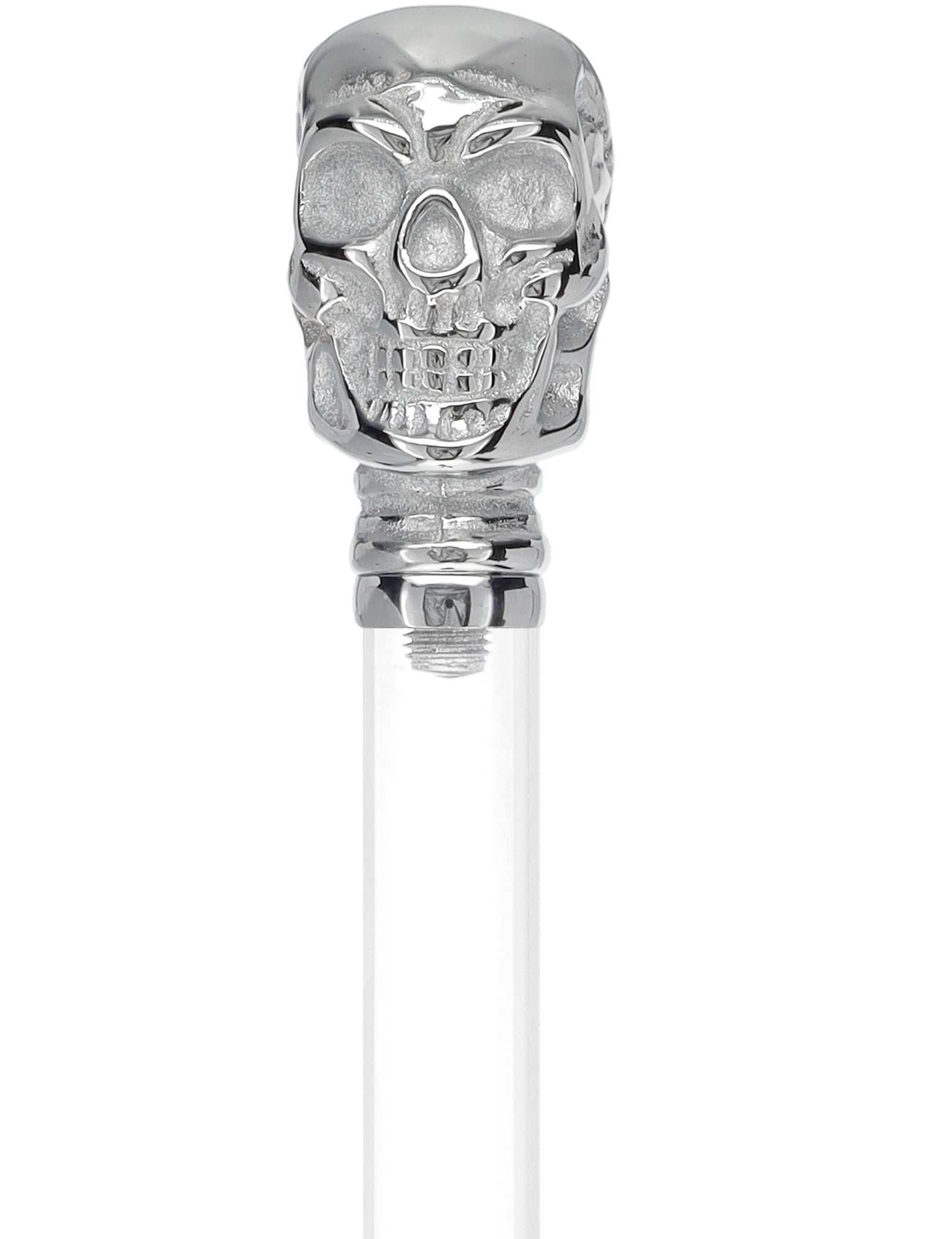 Crystal Elegance Chrome Skull Cane with Invisible Acrylic Shaft Options Free Shipping Perfect