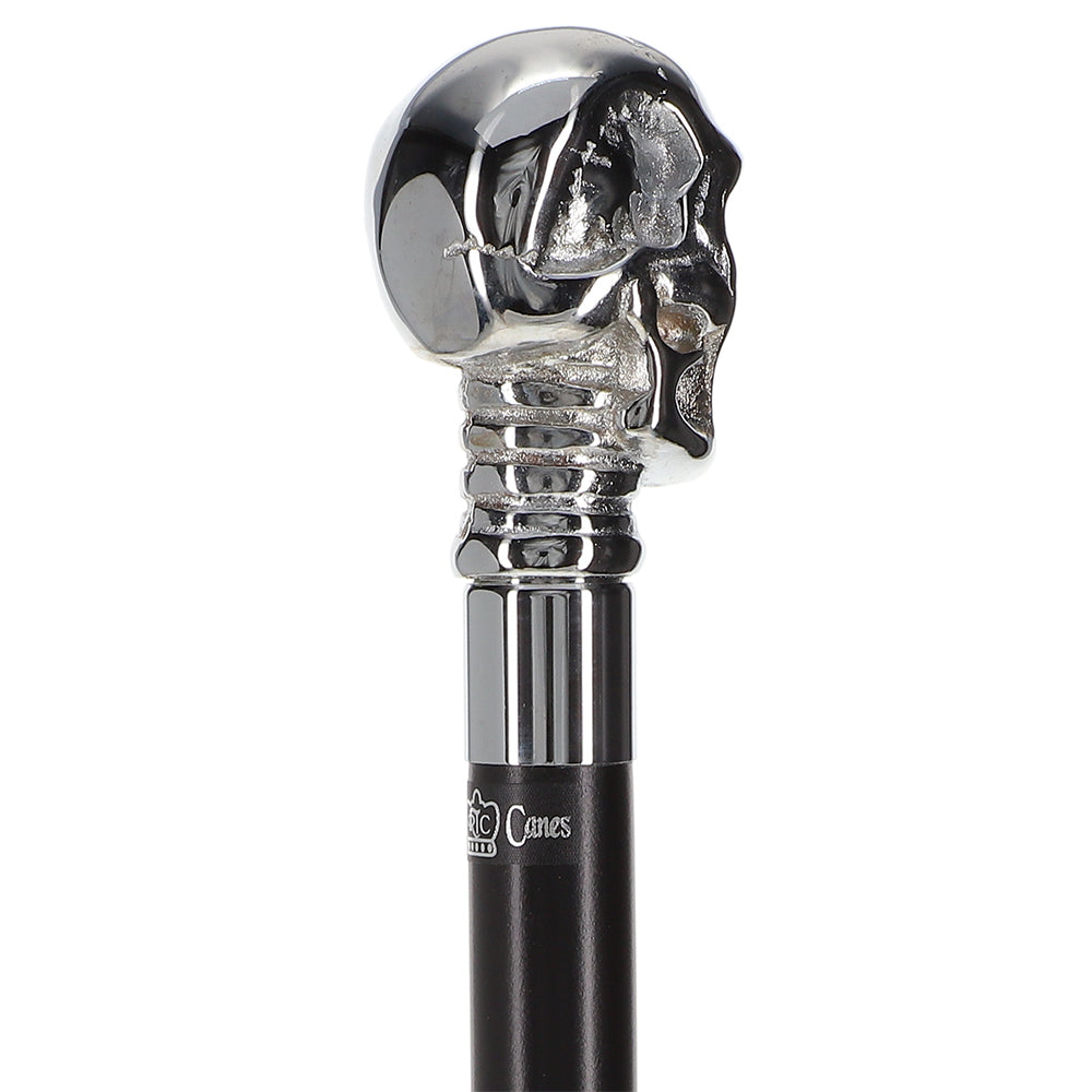 Scratch and Dent Premium Brass Chrome Skull Handle Stick: Black Beechwood V2087 Buy Cheap Limited Edition