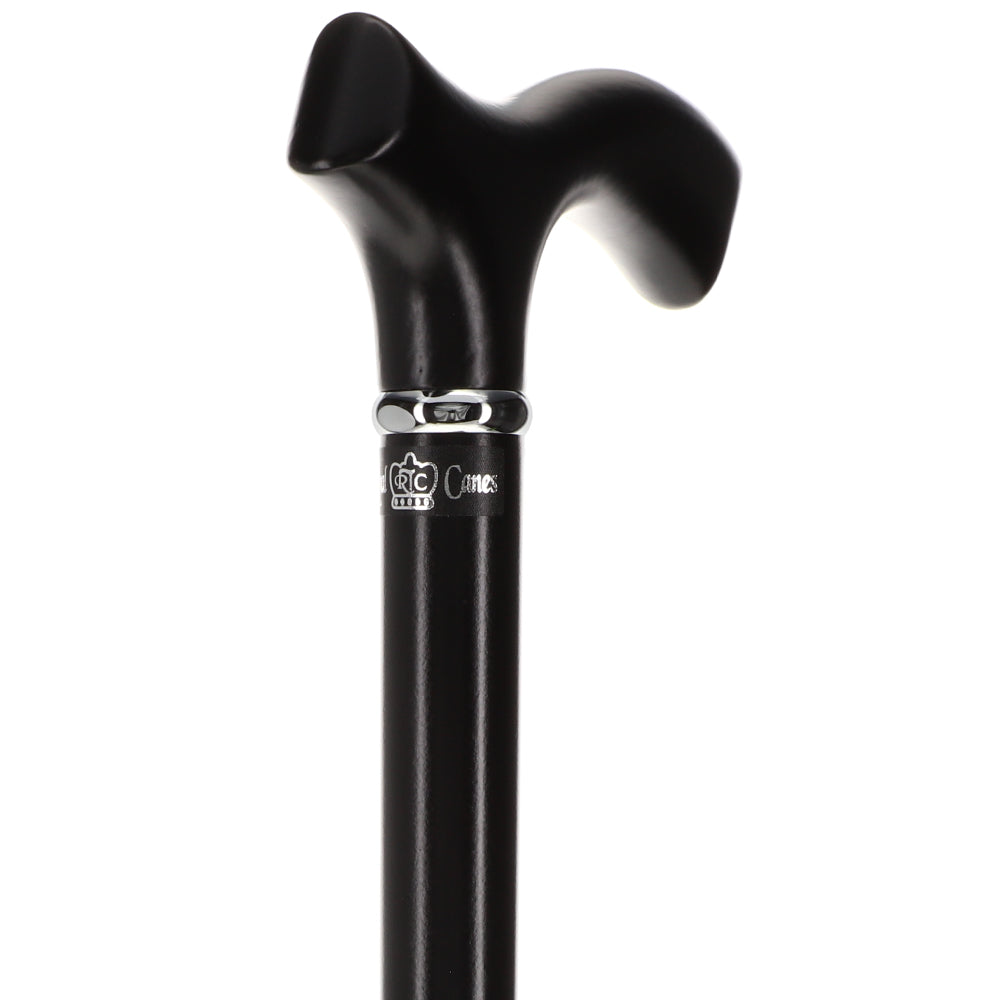 Sleek Black Fritz Walking Cane, Beechwood w/ Silver Collar Outlet Manchester