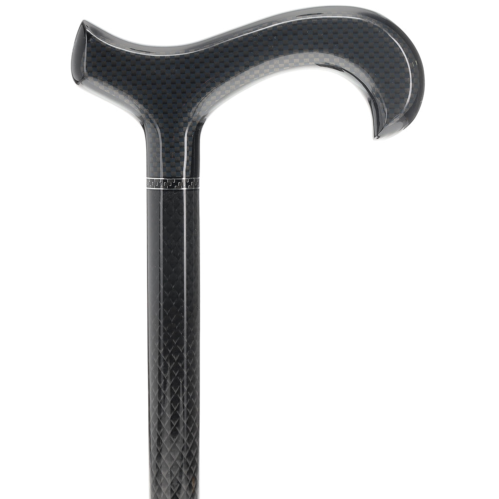 Black Carbon Fiber Derby: Triple Wound, Adjustable Cane Authentic Online