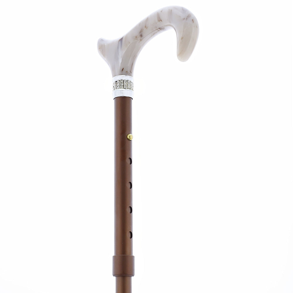 Rhinestone Pearlz Designer Folding Cane: Elegant Brown Cheap Outlet Locations