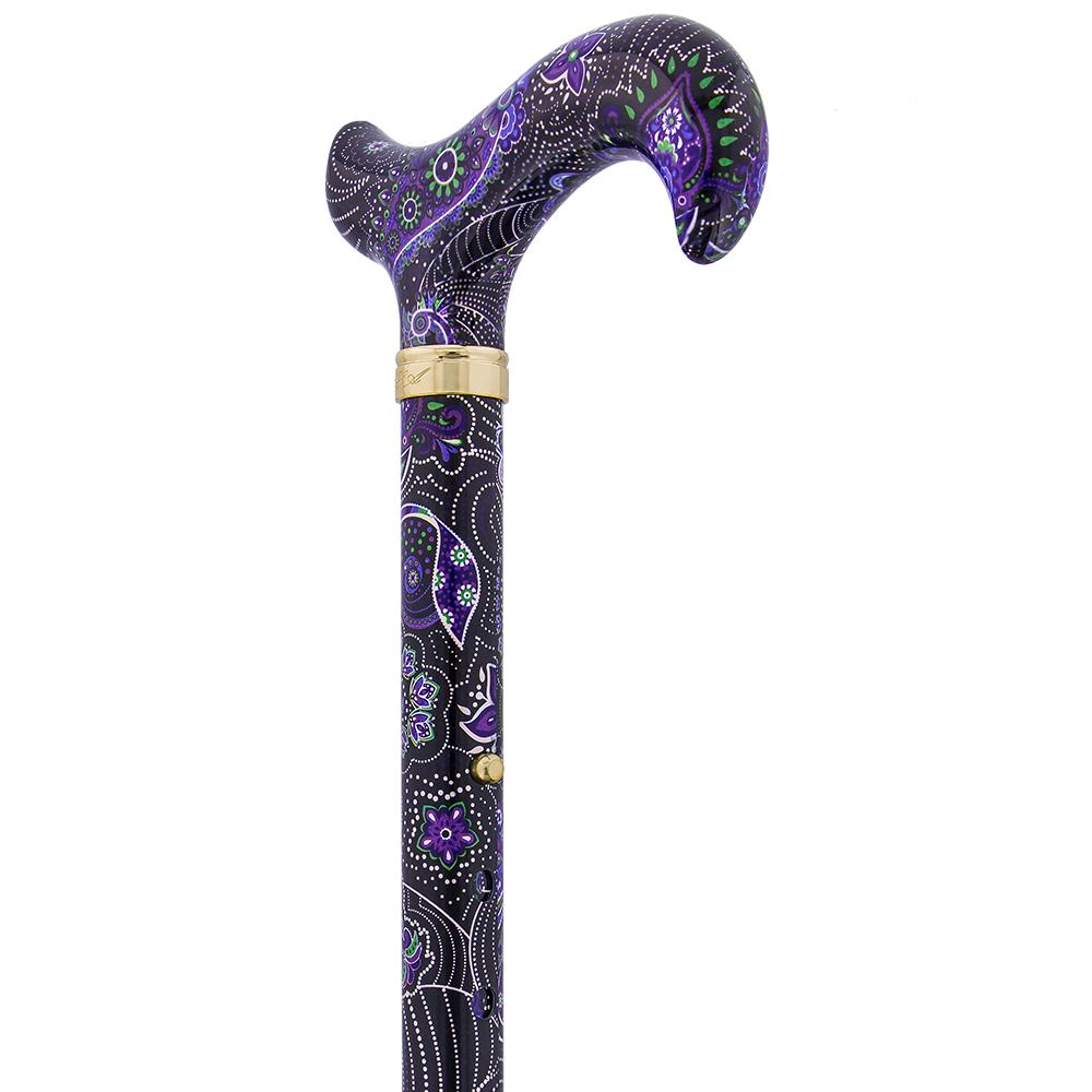 Designer Folding Cane: Purple Majesty, Retractable Ice Tip With Mastercard