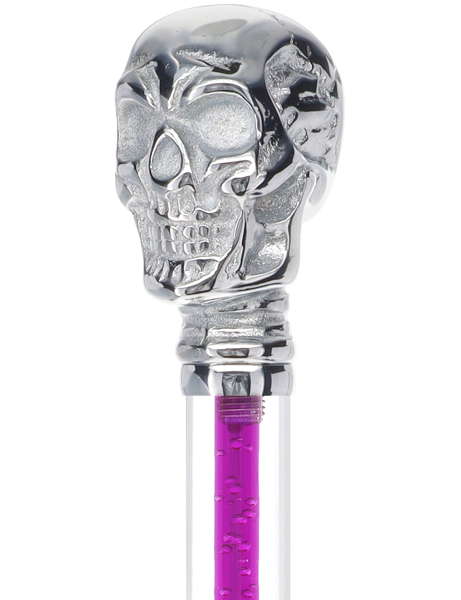 Color Crystal Elegance Chrome Skull Cane with Invisible Acrylic Shaft Options Discount Great Deals