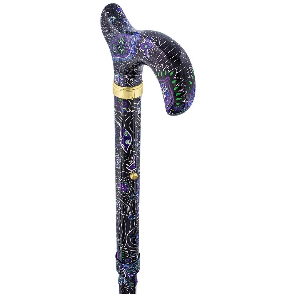 Scratch and Dent Purple Majesty Adjustable Folding Designer Derby Cane with Retractable Ice tip V2227 Visit New Sale Online
