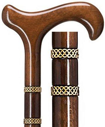 Scratch and Dent Gold Rings & Walnut Braided Derby Cane: Elegant Design V3362 Sale Recommend