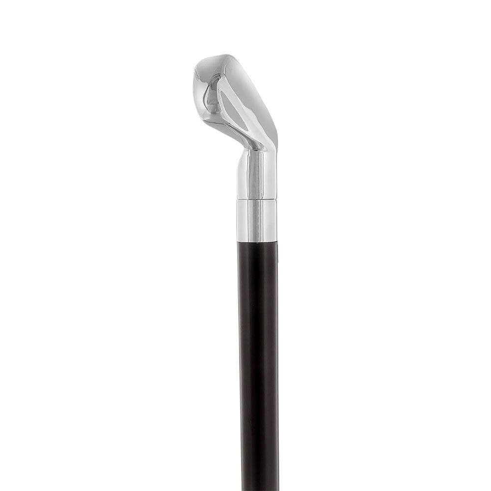 Scratch and Dent Chrome Plated Golf Club Walking Cane with Black Beechwood Shaft and Silver Collar V1246 Free Shipping Wholesale Pice