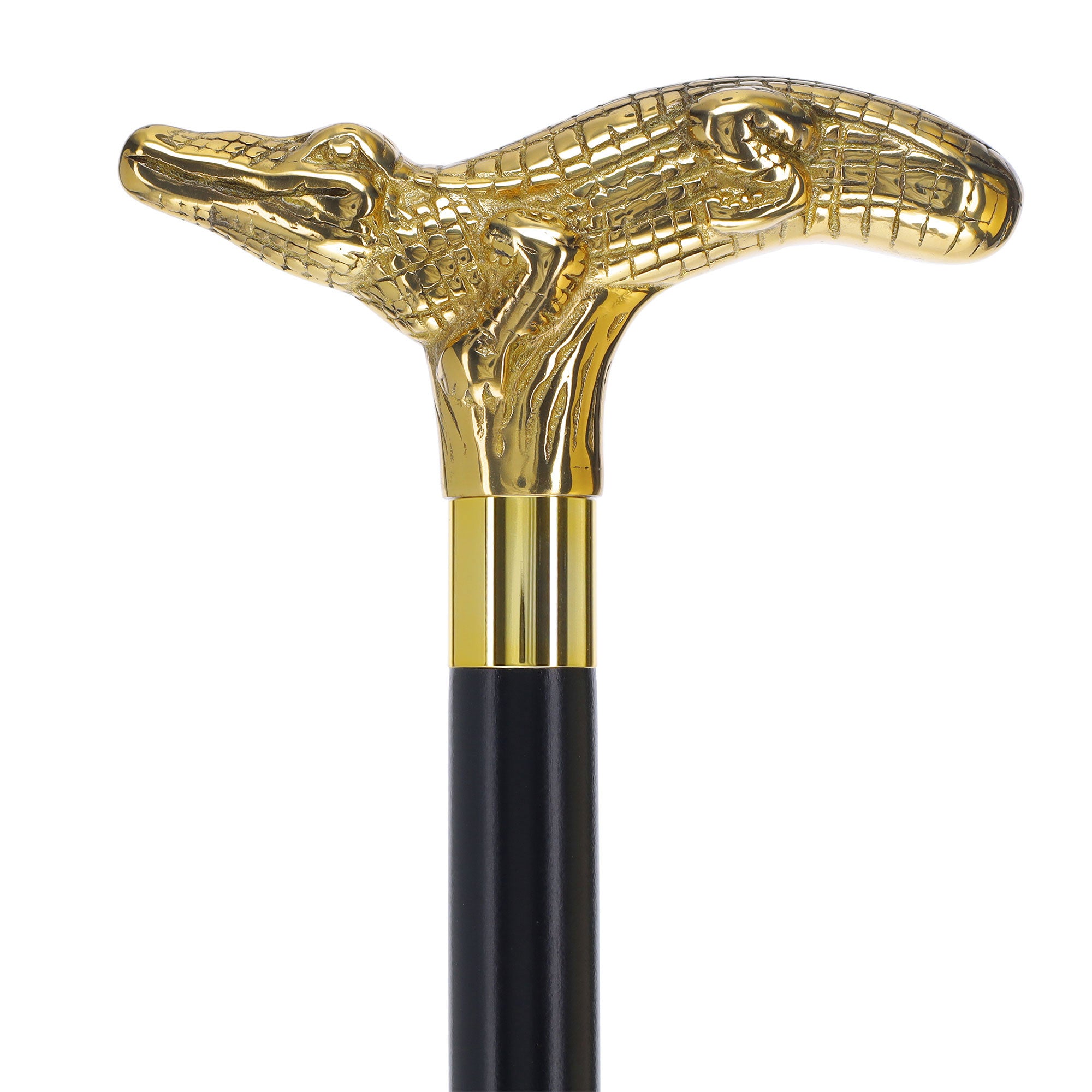 Premium Brass Alligator Handle Walking Cane: Custom Shaft & Collar Sale Cost