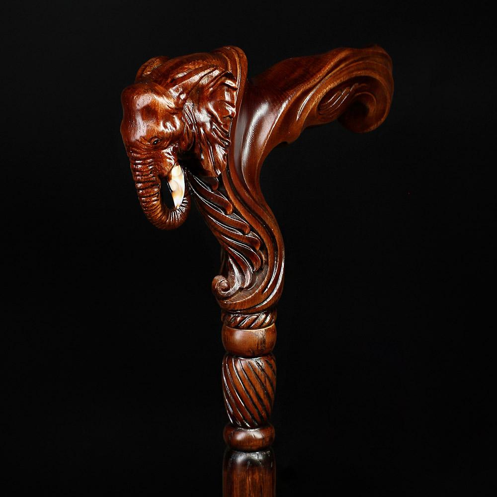 Elephant: Artisan Intricate Handcarved Wood Cane (Right Hand) Outlet Store Locations