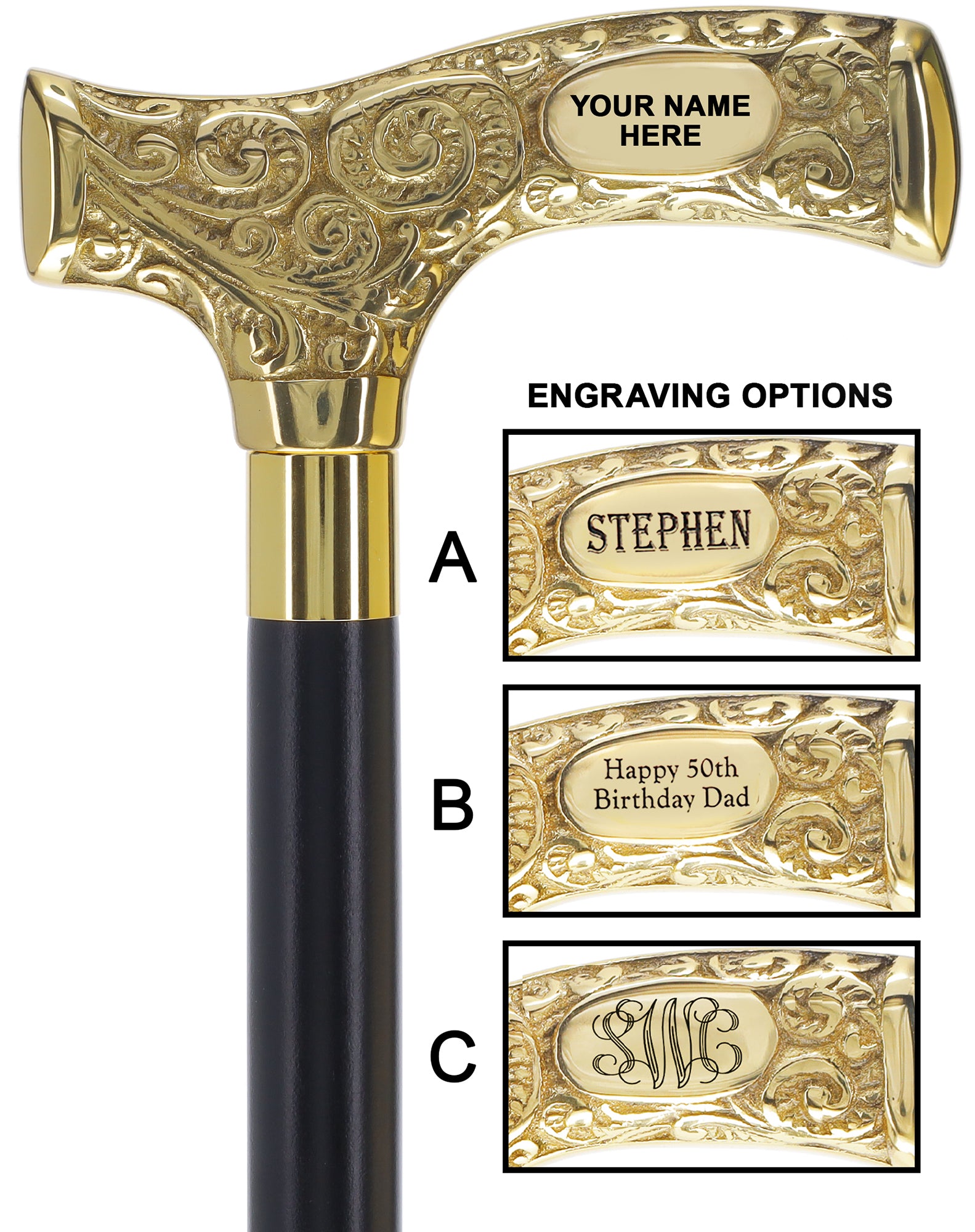 Make It Yours: Premium Brass Cane w/ Personalized Engraving Buy Cheap 2025 Newest