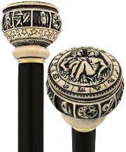 Scratch and Dent Comoys Astrological Gemini Handle Walking Cane w/ Custom Shaft and Collar V1931 Manchester Sale Online