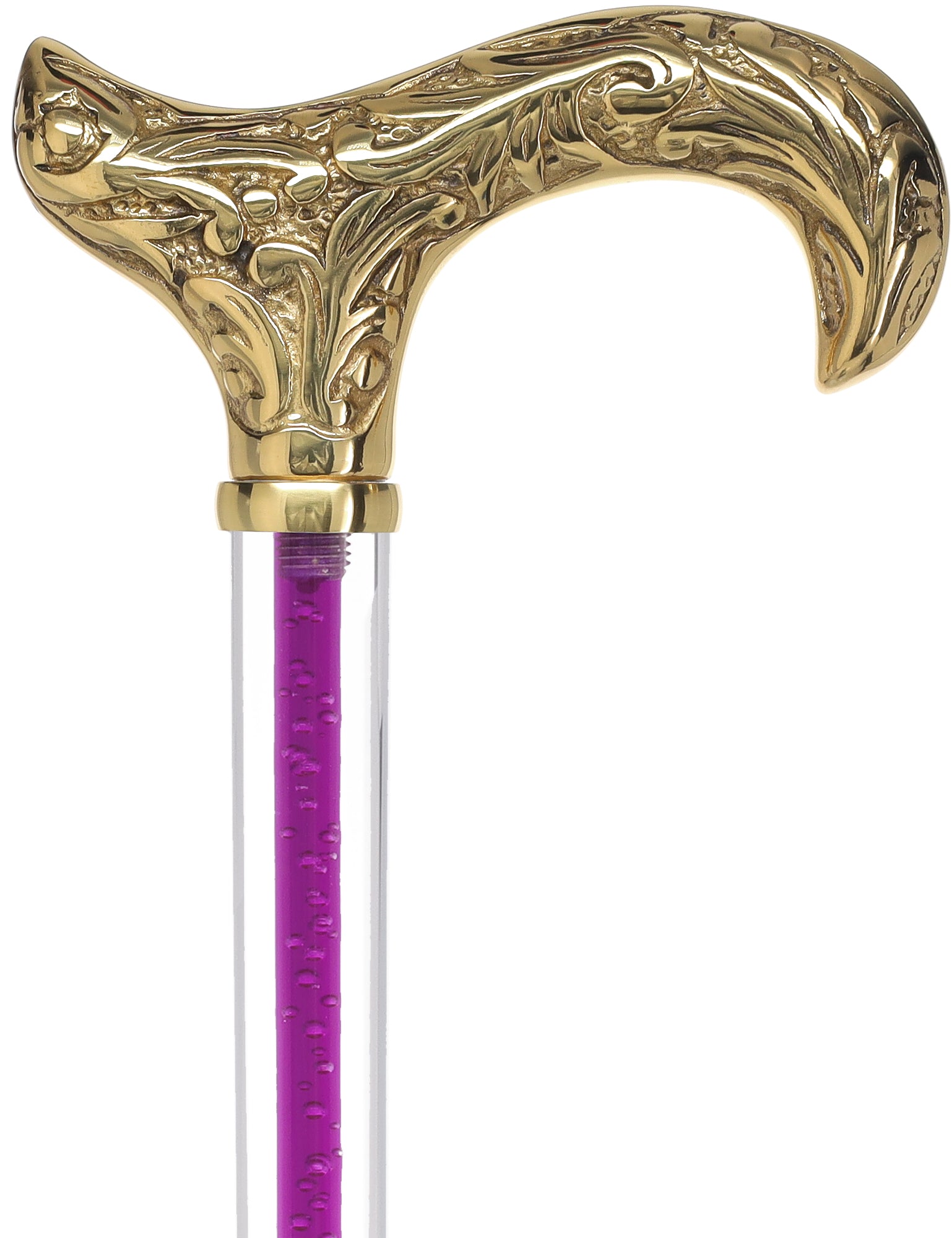 Color Crystal Elegance Brass Derby Cane with Invisible Acrylic Shaft Options Visit New Online