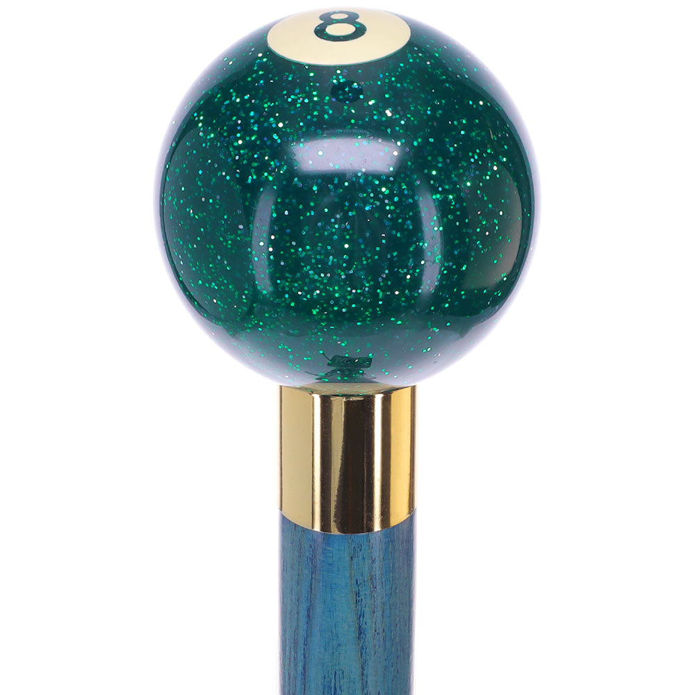 Green Sparkle 8 Ball Shift Knob Cane w/ Custom Color Ash Shaft & Collar Marketable Cheap Pice