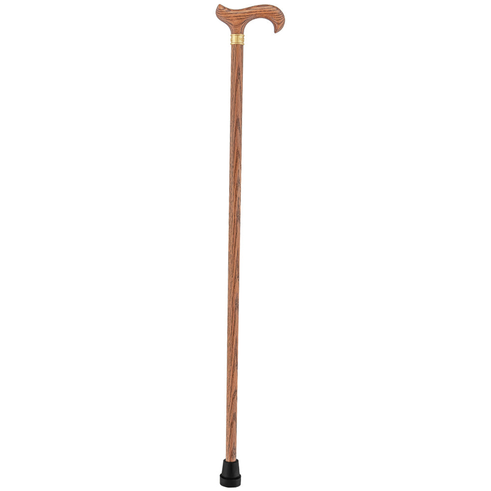 Scratch and Dent Genuine Oak Wood Derby Walking Cane With Oak Shaft And Brass Embossed Collar V1228 Explore Cheap Pice