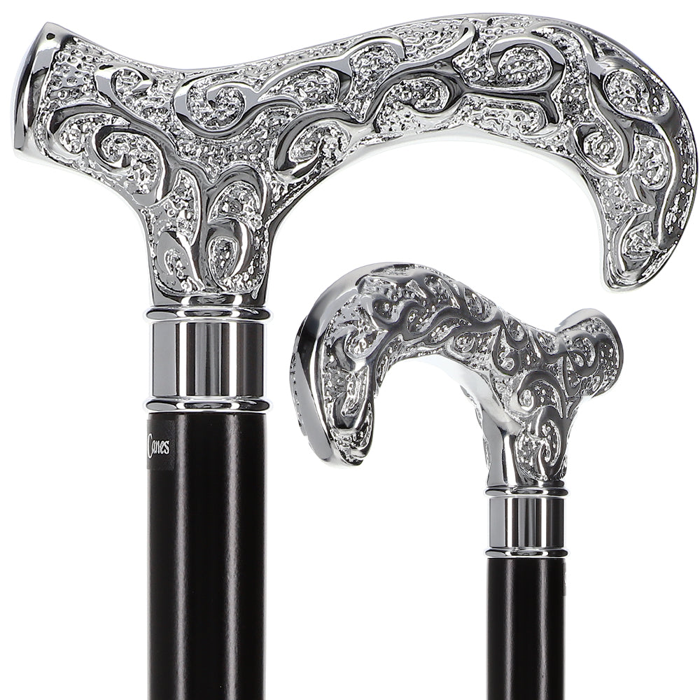 Extra Strong Silver Scroll Derby Cane: Beechwood, Silver Best For Sale