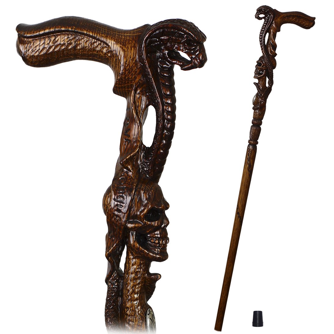 Cobra & Skull Encounter: Intricately Handcarved Artisan Cane Cheap Lowest Pice