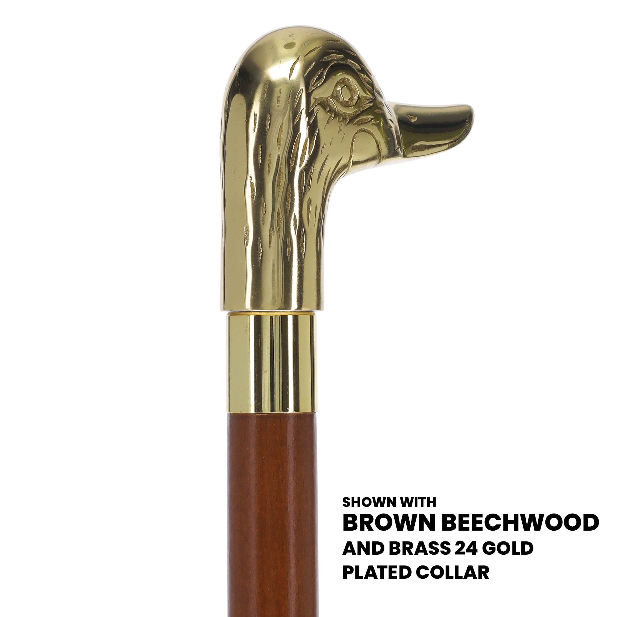 Premium Brass Duck Handle Walking Cane: Custom Shaft & Collar Discount 2025 Newest