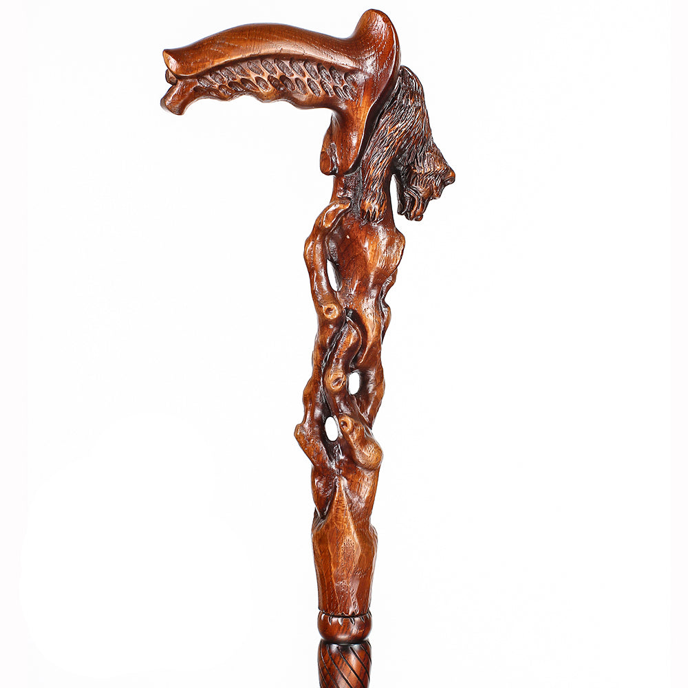 Scratch and Dent Awakening Bear (dark) Artisan Intricate Handcarved Cane V2409 Visit Online