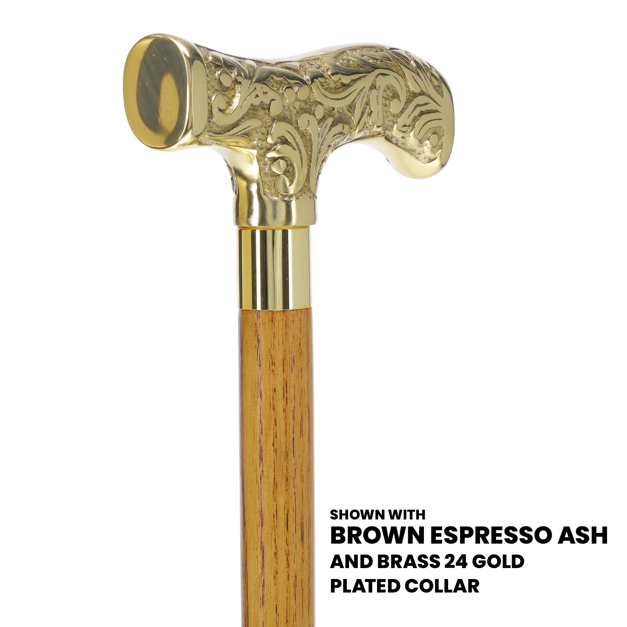 Scratch and Dent Brass T Shaped Handle Walking Cane w/ Wenge Shaft and Brass Gold Collar V3205 High Quality Cheap Pice