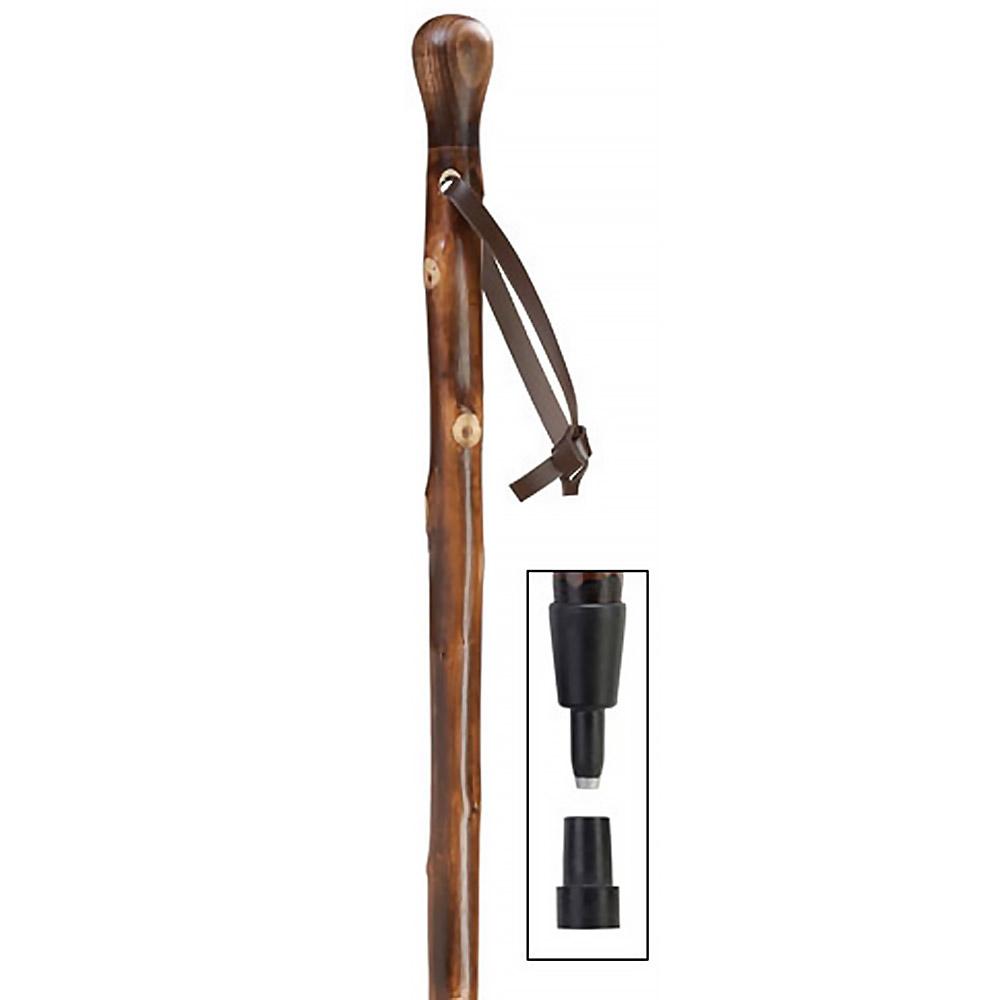 Natural Chestnut Knobbed Staff: Walnut-Stained, Combi Tip Finishline For Sale