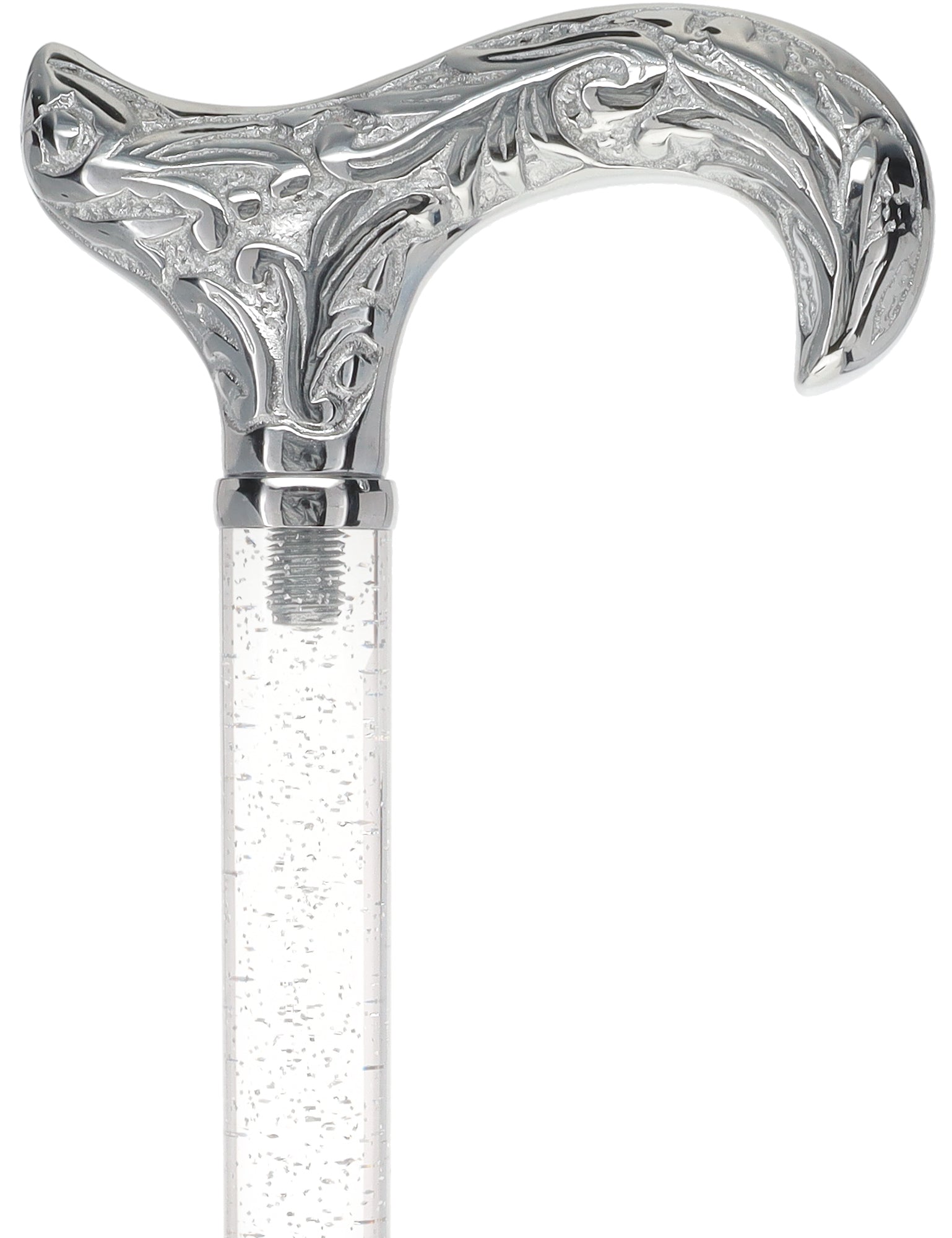 Crystal Elegance Chrome Derby Cane with Invisible Acrylic Shaft Options Latest Collections Online