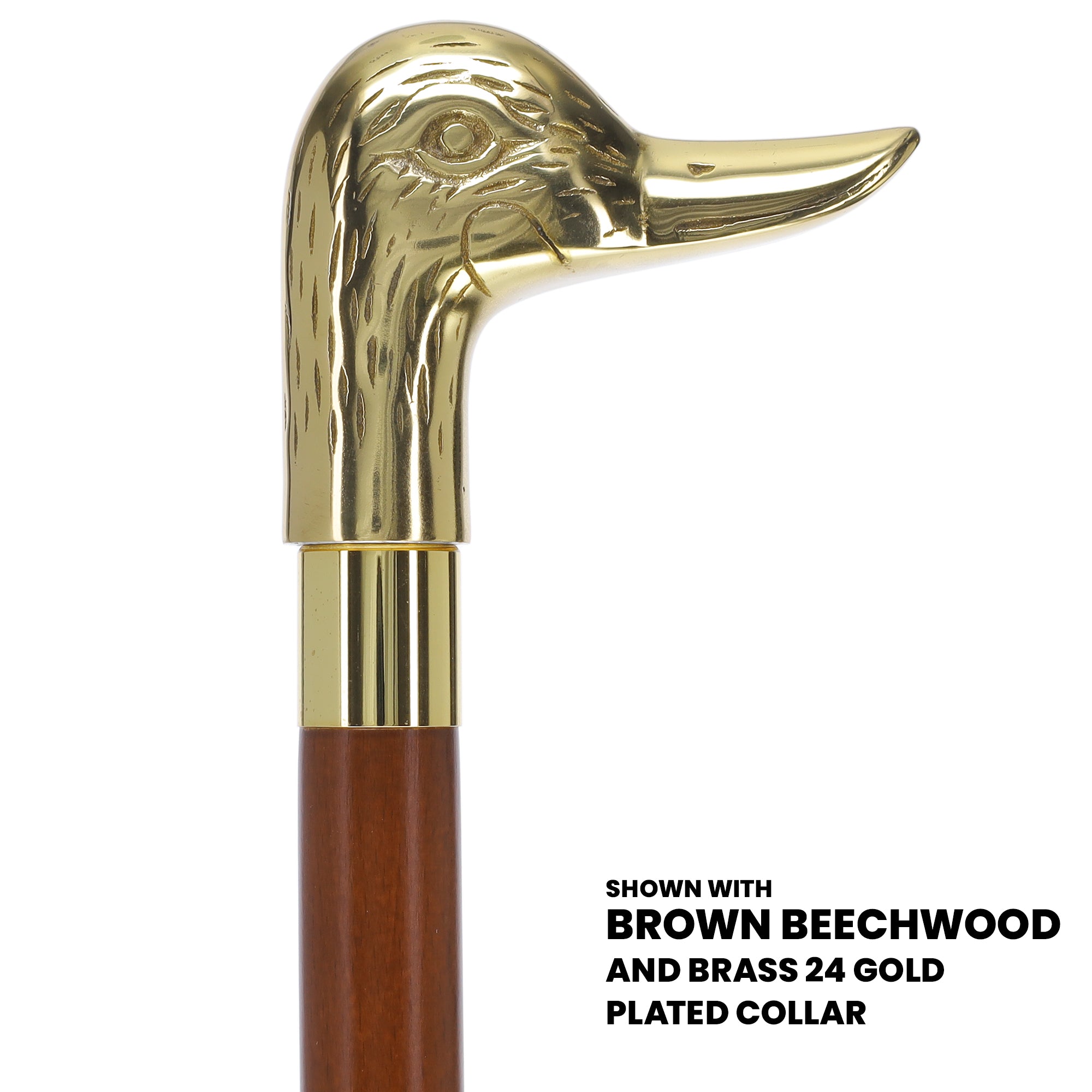 Premium Brass Duck Handle Walking Cane: Custom Shaft & Collar Discount 2025 Newest