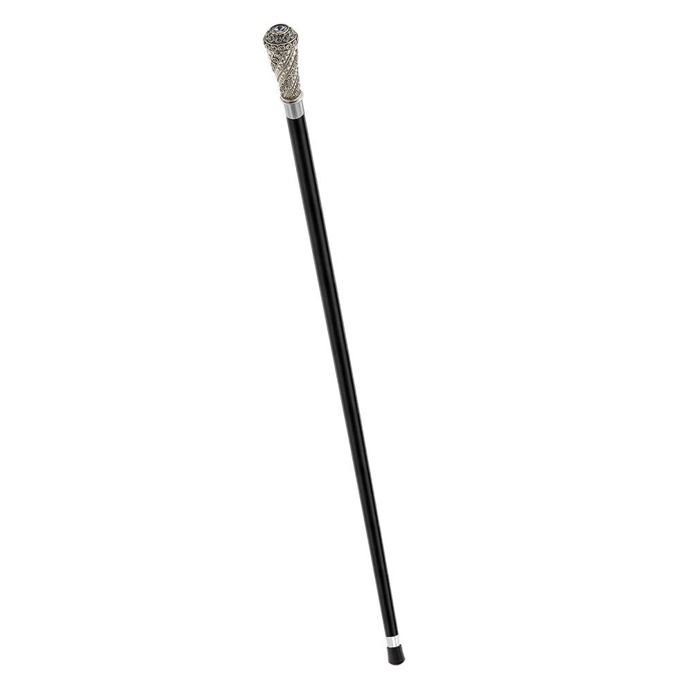 Scratch and Dent Silver 925r Swarovski Crystal Encrusted Elongated Knob Walking Stick with Black Beechwood Shaft V2312 Discount Sast