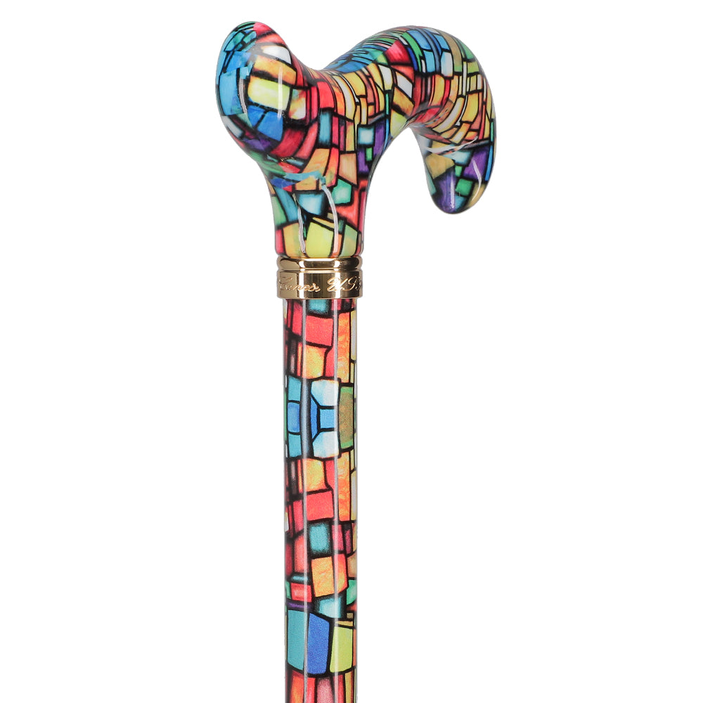 Mosaic Stained: Designer Adjustable Cane w/ Patterned Handle Sale 100% Guaranteed