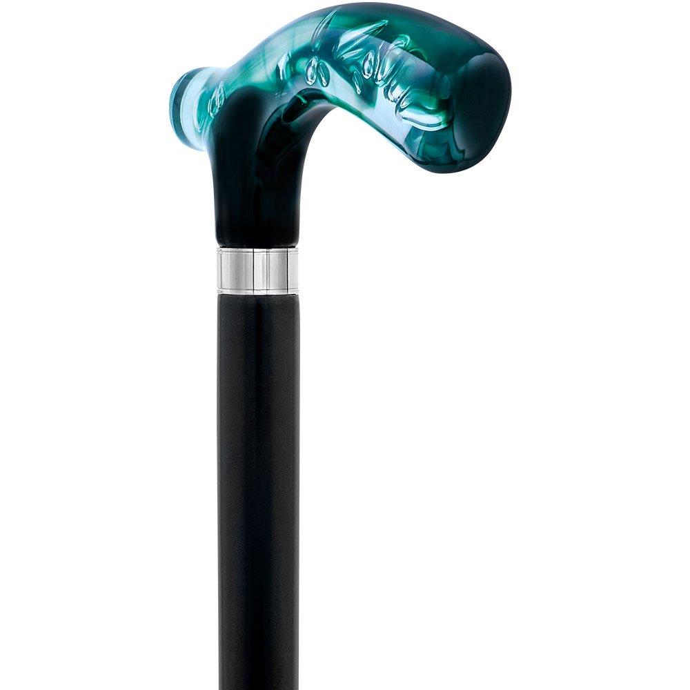 Scratch and Dent Green and Clear Acrylic Bubble Handle Cane w/ Black Beechwood Shaft & Gold Collar V3233 Outlet For Nice