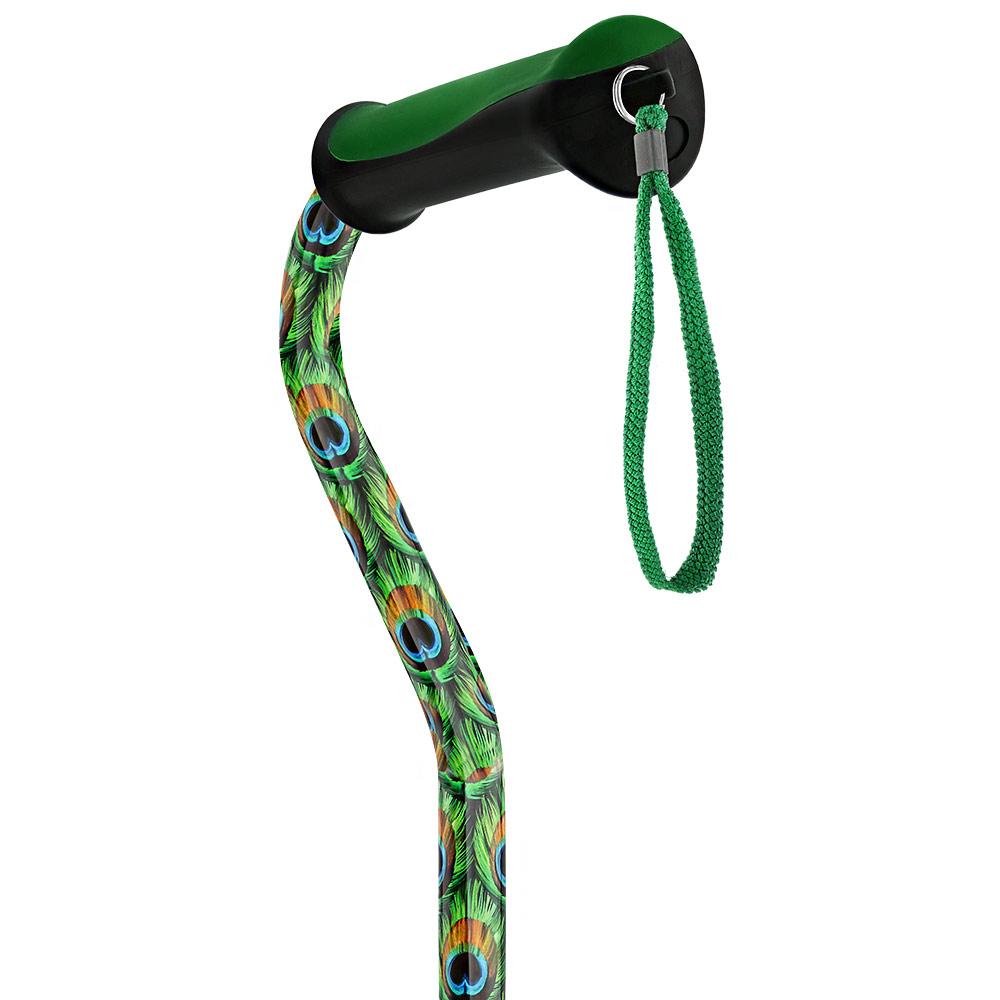 Pretty Peacock Aluminum Convertible Quad Base Walking Cane - Adjustable Shaft Pay With Paypal Online