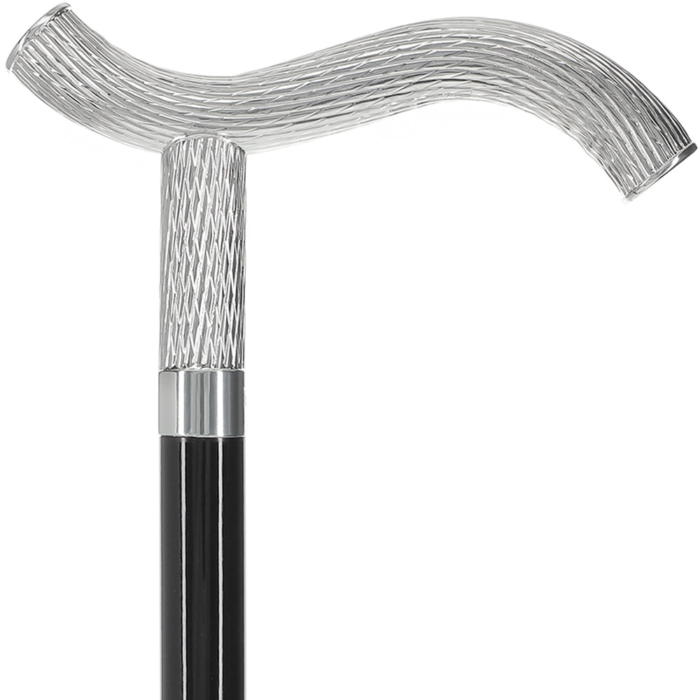 Italian Luxury: Twisted Ribbed Fritz Handle Cane, In 925r Silver Best Sale Cheap Pice