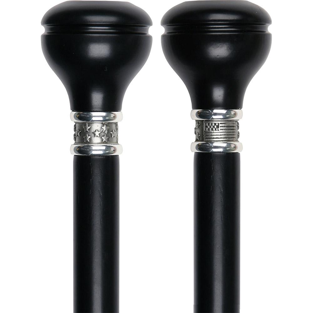 Personalized Engraved Knob Stick: Black Beechwood Shaft For Cheap Pice