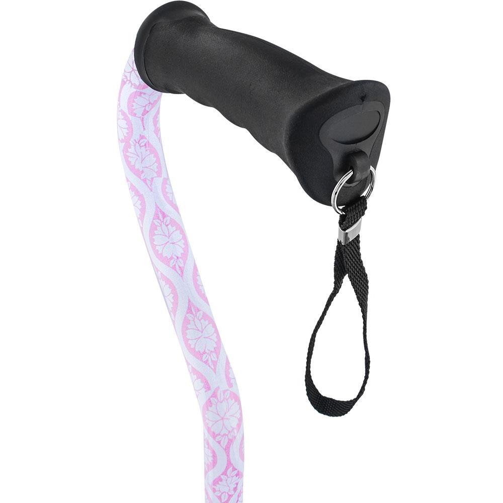 Pink Pastel Rose Aluminum Convertible Quad Walking Cane with Comfort Grip - Adjustable Shaft Pictures Online