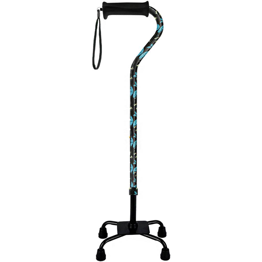 Night of the Butterfly Aluminum Convertible Quad Base Walking Cane - Adjustable Shaft Pictures Cheap Online