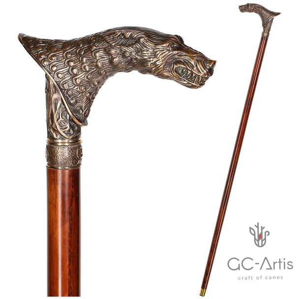 Wolf Vintage: Bronze Artisan Intricate Detail Design Cane Buy Cheap With Credit Card