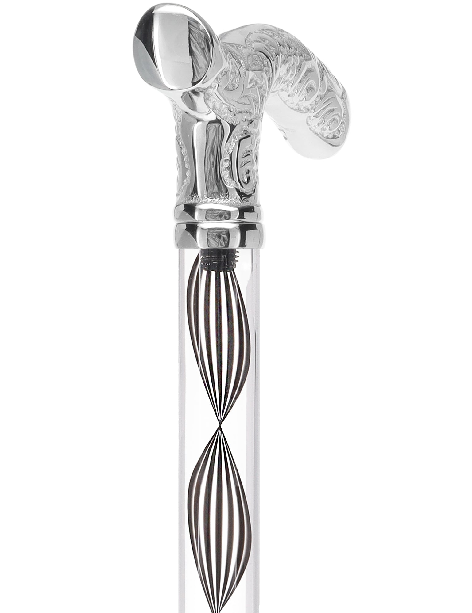 Crystal Elegance Chrome Fritz Cane with Invisible Acrylic Shaft Options Discount Fashionable