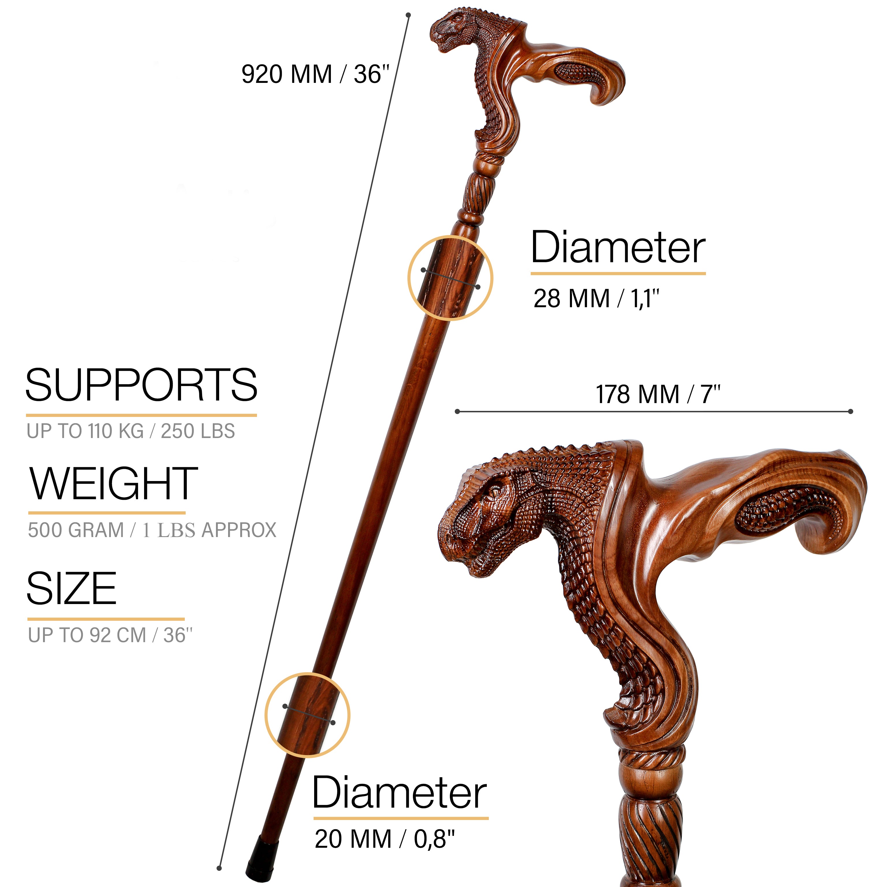 T-Rex Dinosaur: Intricate Hand-Carved, Ergonomic Grip Cane Free Shipping Factory Outlet