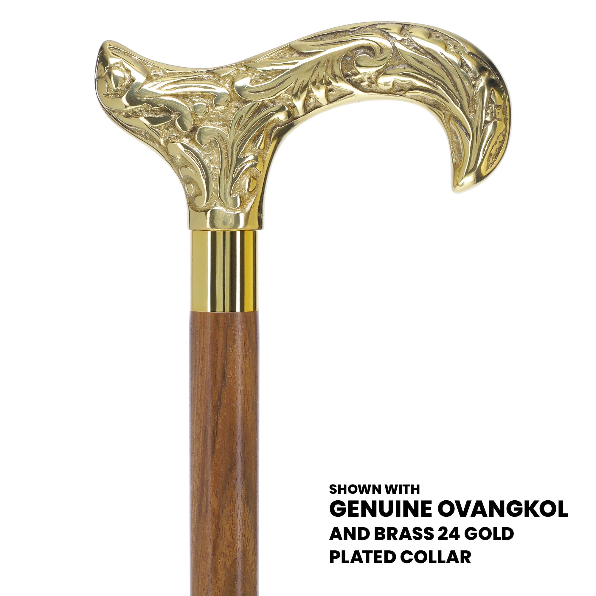 Scratch and Dent Brass Derby Handle Walking Cane w/ Brown Beechwood Shaft and Aluminum Gold Collar V3221 Online For Sale