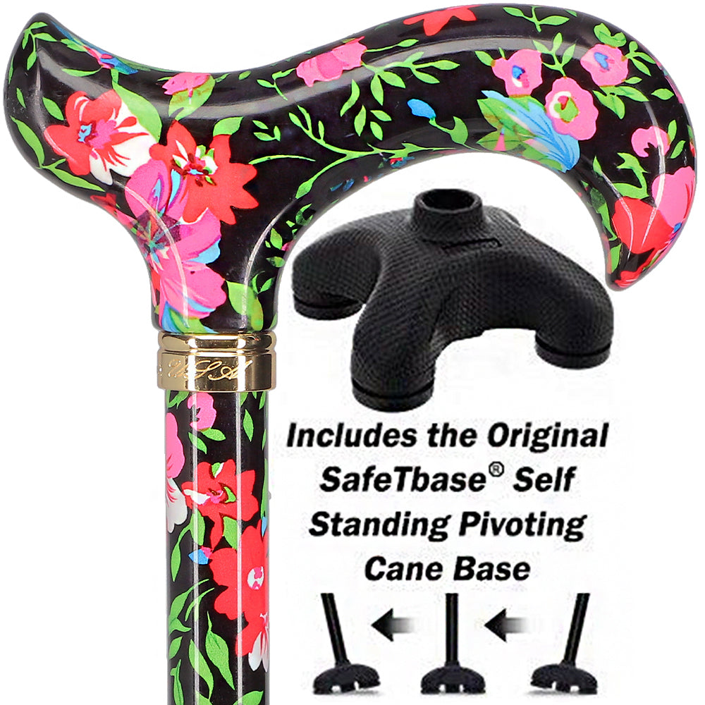 Moonlit Floral: Designer Pattern Adjustable Cane w/ Safetbase Get To Buy Cheap Pice