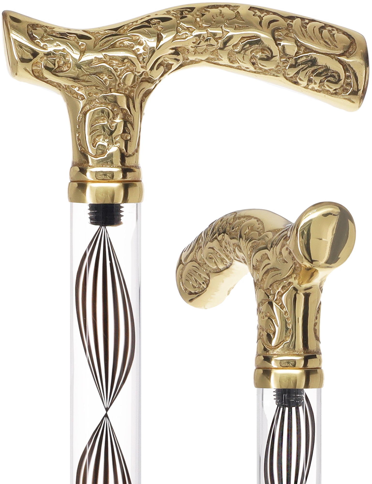 Crystal Elegance Brass Fritz Cane with Invisible Acrylic Shaft Options Cheap Very Cheap