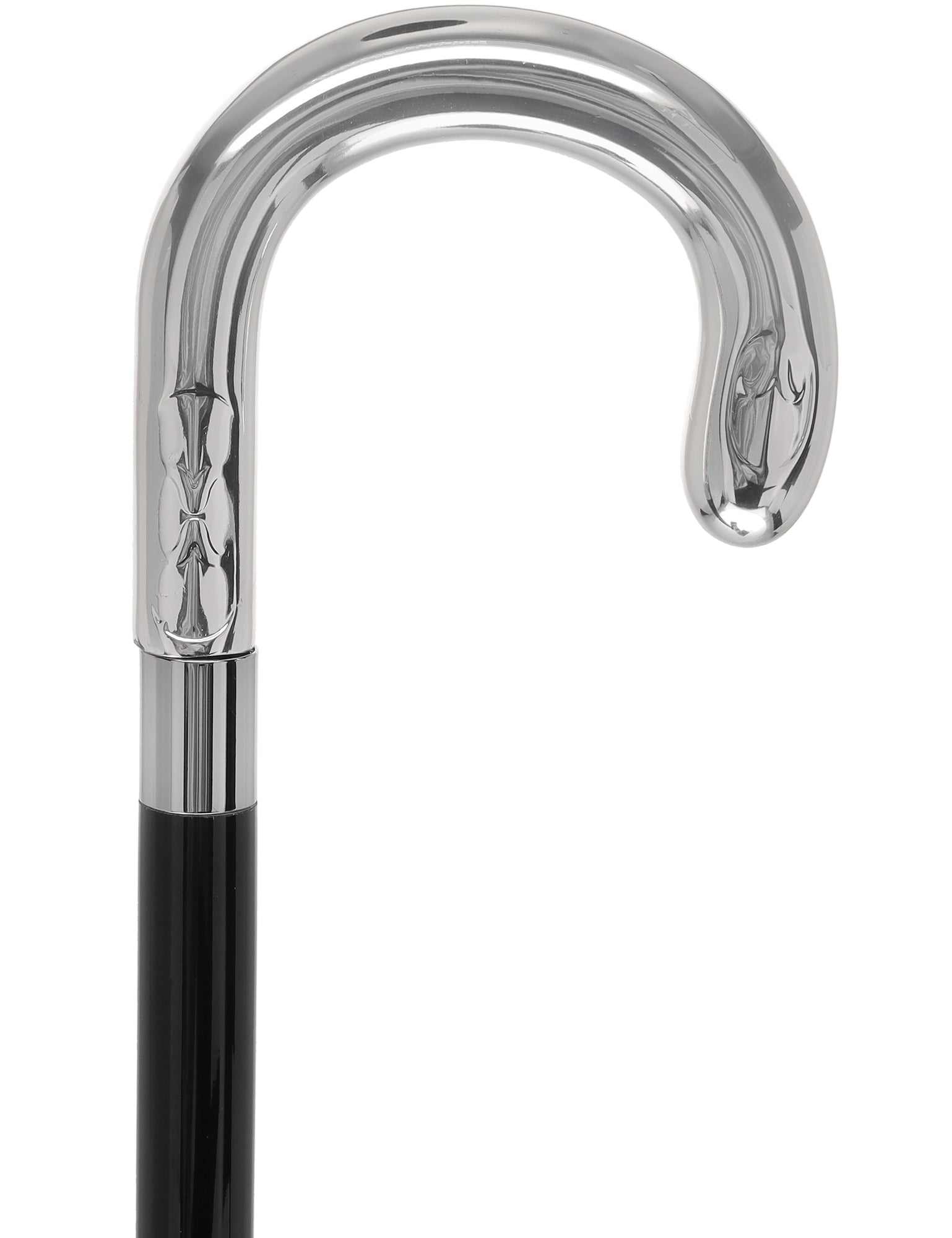 Italian Luxury Silver U Curve Handle Walking Stick Elegant Design Quality Original