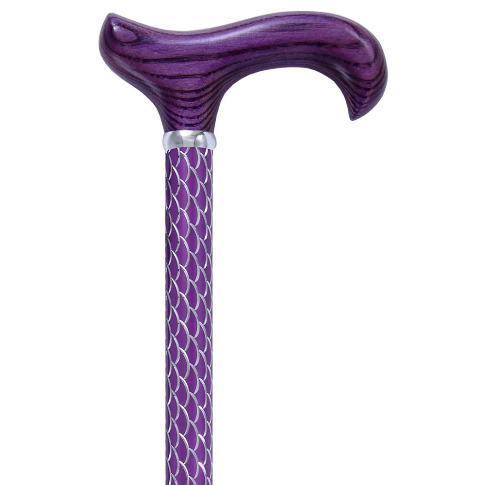 Scratch and Dent Purple Etched Adjustable Cane with Purple Stained Ash Wood Derby Handle V3357 Outlet Hot Sale