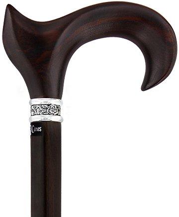 Scratch and Dent Cocobolo Ergonomic Handle Walking Cane With Ebony Shaft and Pewter Rose Collar V3220 Free Shipping Clearance