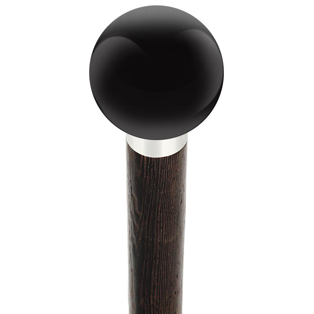 Black Void Round Knob Cane w/ Custom Wood Shaft & Collar Clearance Manchester Great Sale