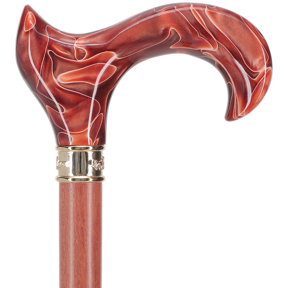 Hand-Specific Vivid Sunset Cane: Pearlescent, Rosewood & Brass Finishline Online