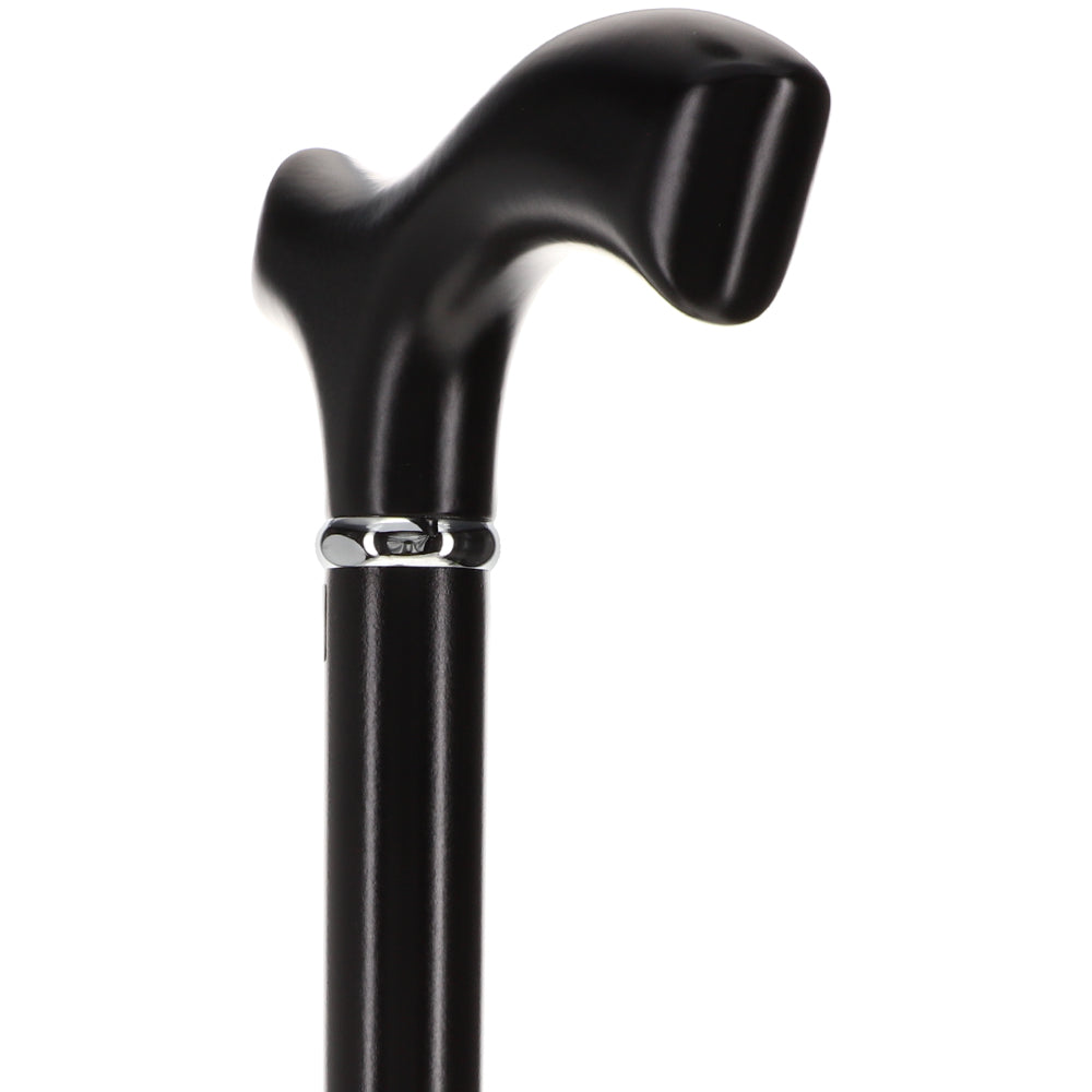 Sleek Black Fritz Walking Cane, Beechwood w/ Silver Collar Outlet Manchester