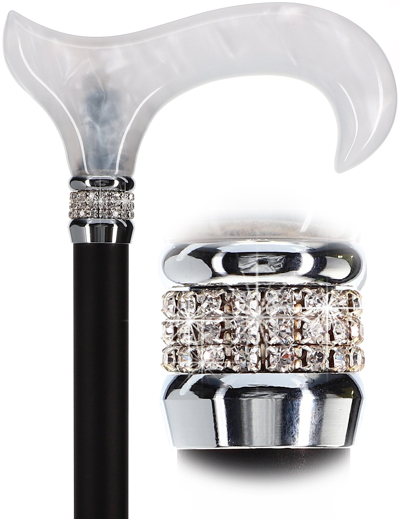 Rhinestone Designer Cane: Black & White Exquisite Pearlz Clearance 100% Original