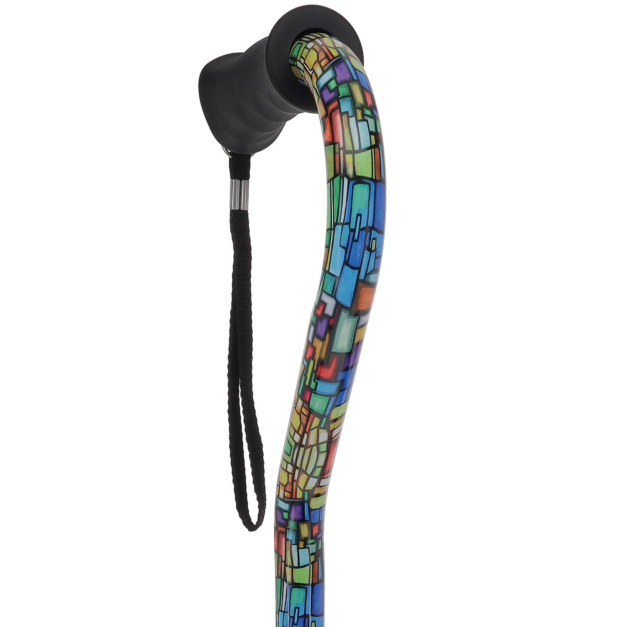 Mosaic Stained Designer Cane: Adjustable, Comfort Grip Offset Sale Authentic