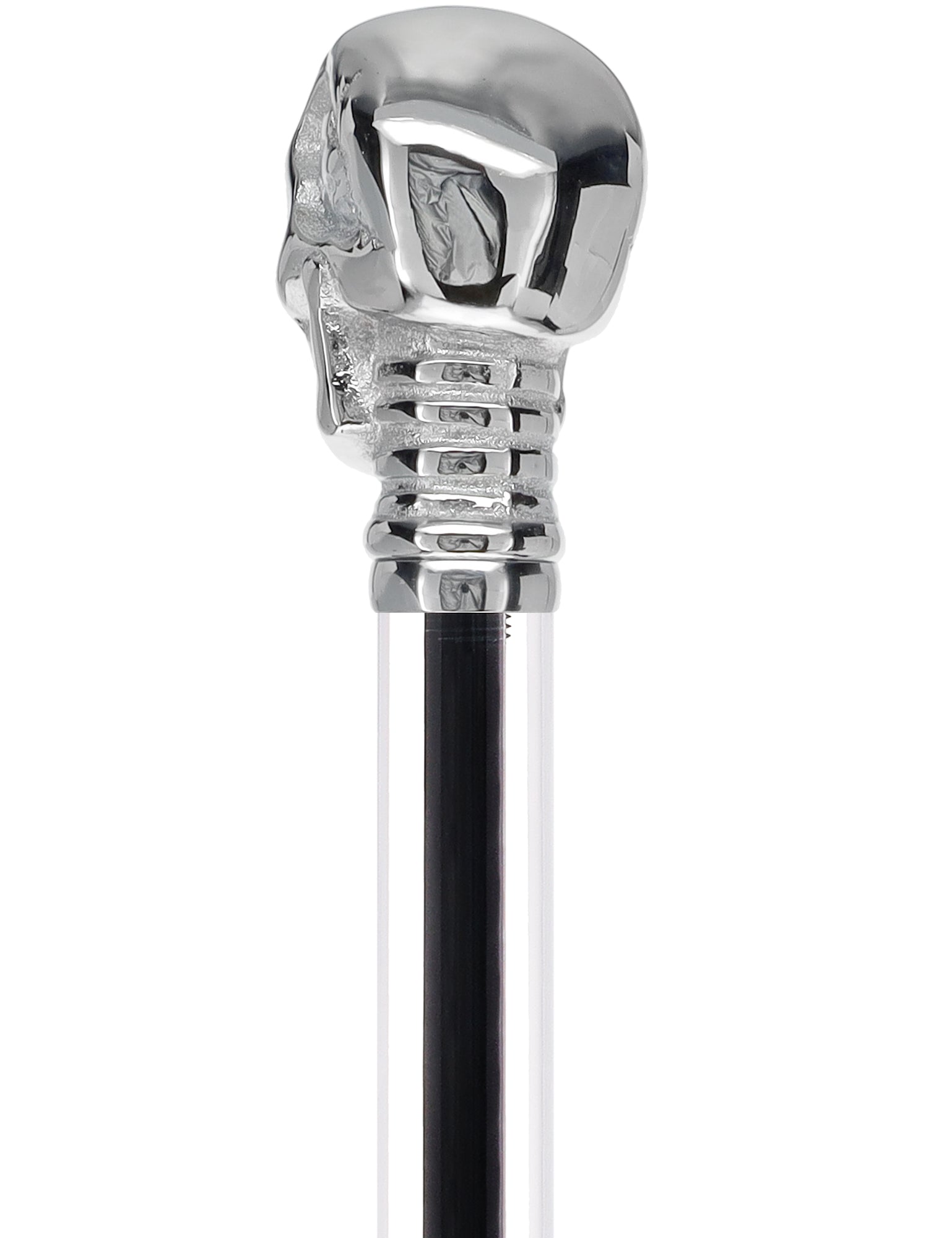 Crystal Elegance Chrome Skull Cane with Invisible Acrylic Shaft Options Free Shipping Perfect